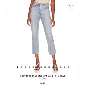 AGOLDE - Riley High Rise Straight Crop - Perfect Designer Jeans- Normally $188